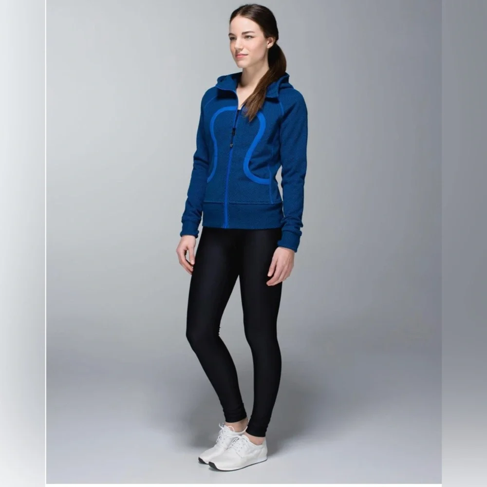 Lululemon Scuba Hoodie Double Diamond Baroque Blue Size 6 Preloved Condition